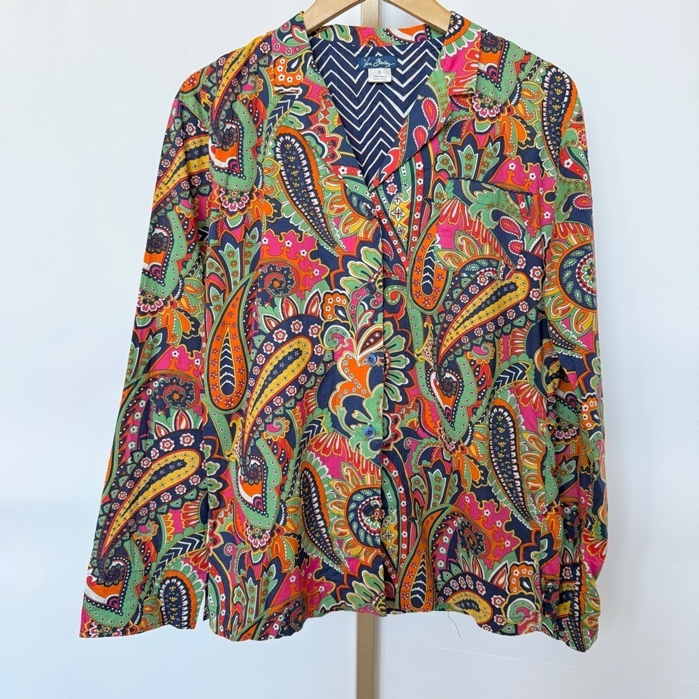 Vera Bradley Women's Paisley Blouse Multicolor Long Sleeve Button Front Size S - Picture 2 of 10
